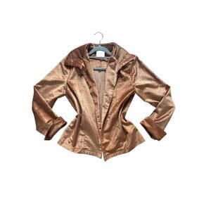 Women’s S Chenille Feel Burnt Orange Boutique Blazer Soft Textured Jacket EUC